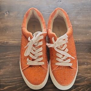 Betsey Johnson Orange Crystal Sneakers